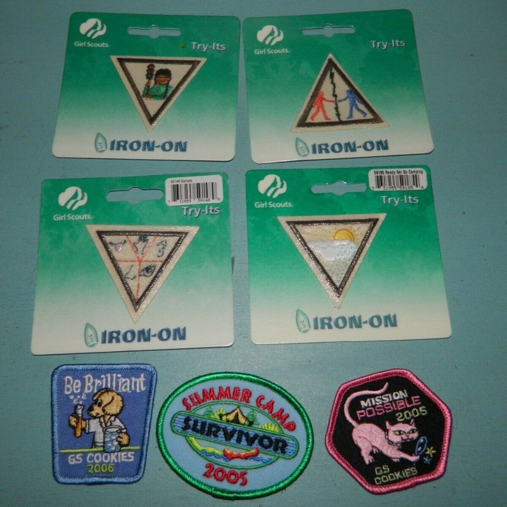 Girl Scout Try-Its Patches-Safety Sense - Ready Go Camping -Working it Out Lot